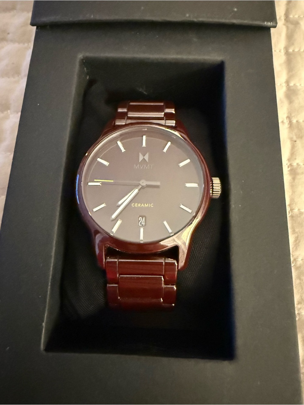 MVMT Ceramic Men’s Watch in Blood Red with Gold Accents